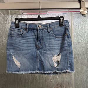 Distressed Denim Mini Skirt